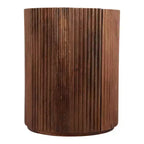 Decoratieve geribbelde houten bijzettafel met marmeren blad en opbergruimte - kleine woondecoratietafel voor slaapkamer of woonkamer