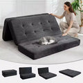 SunnyFurn 6 inch drievoudig vouwmatras en slaapbank, 75 x 54,3 inch, opvouwbaar logeerbed van schuim met gecapitonneerd corduroy, draagbaar voor kamperen, woonkamer en slaapkamer