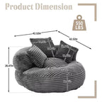 Bean Bag Sofa for Adults Kids, Oversized Corduroy Bean Bag Chair with 3 Pillows & Armrest for Living Room Bedroom