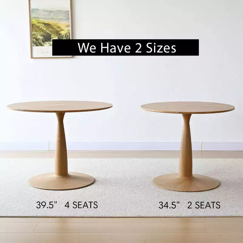 Table à manger ronde moderne sur piédestal avec finition effet grain de bois, petite table de cuisine et table basse pour appartement, salle à manger et espace de vie – Panipeachy