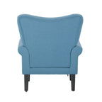 Erommy moderne accentstoel, fauteuil met hoge rugleuning, gestoffeerde stoffen fauteuil met knopen en houten poten voor de woonkamer