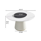 53 Round Dining Table for 6 with Sintered Stone Tabletop and Lazy Susan