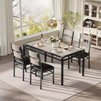 Ensemble de table à manger pour 4 personnes avec 4 chaises rembourrées, ensemble de table de cuisine en bois de 5 pièces avec protection d’angle pour cuisine, appartement ou petit espace