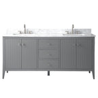 Vanity Art 72 badkamermeubel met dubbele wastafel en blad van composietmarmer