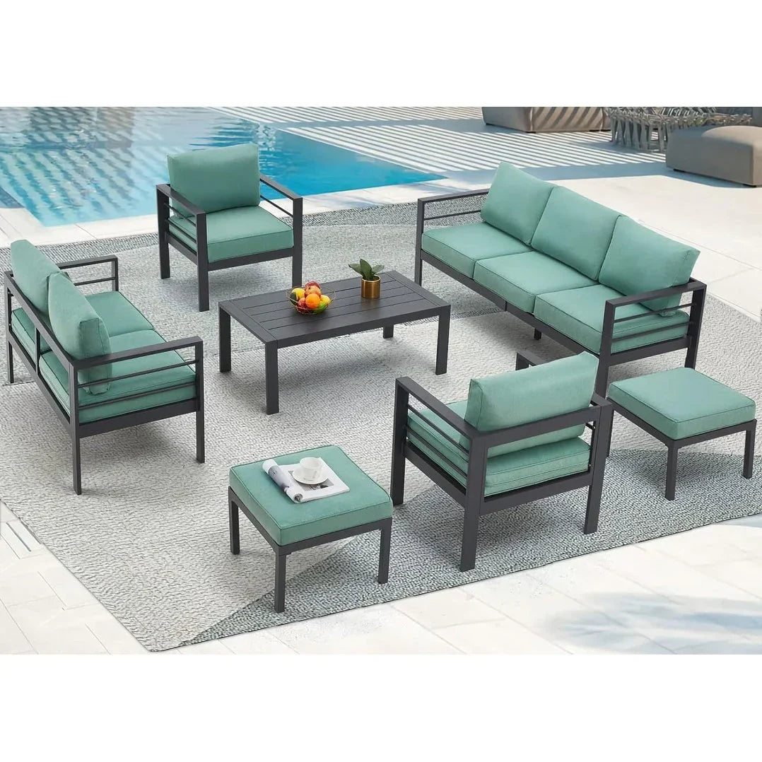 AECOJOY 7-teiliges Aluminiummöbel-Set für die Terrasse, Outdoor-Sitzgruppe