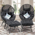 Fauteuil œuf d’intérieur FINCATI, fauteuil œuf d’extérieur supportant 440 lbs, fauteuil œuf surdimensionné avec pouf, fauteuil œuf luxueux et confortable avec repose-pieds