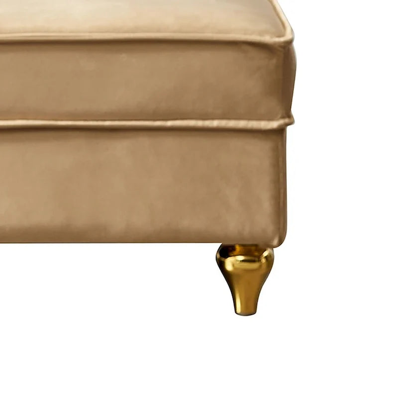 Fauteuil méridienne élégant français en velours avec revêtement rembourré et rangement, avec coussin