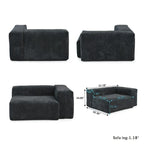 Grote modulaire hoekbank met corduroybekleding, U-vormig, 4-zits, met 2 ottomanen en 5 kussens