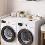 Washer Dryer Countertop, Laundry Topper with Raised Edge & Non-Slip Pad for Hamper Counter Storage & Laundry Room Organization