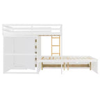 Lit superposé deux places sur deux places avec armoire de rangement et tiroirs, lit superposé en bois deux places gain de place avec barrière de sécurité pour appartement et chambre