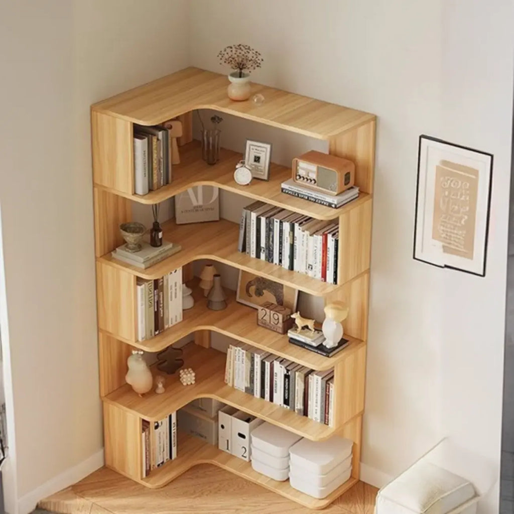 Eckbücherregal aus Holzwerkstoff mit 6 Ablagen