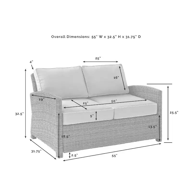 Ensemble de conversation 4 pièces Bradenton en résine tressée pour extérieur – Crosley