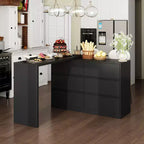 Buffet bahut intelligent pivotant/extensible avec 6 tiroirs, plateau extensible, tapis antidérapant, table à manger pivotante, garde-manger îlot de cuisine