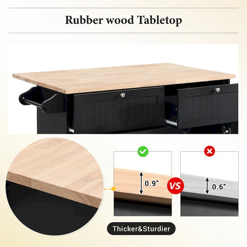 TOPMAX Kücheninsel-Set mit ausklappbarer Arbeitsplatte und 2 Sitzplätzen, Esstisch-Set mit verstellbarem Regal, Schubladen und Handtuchhalter