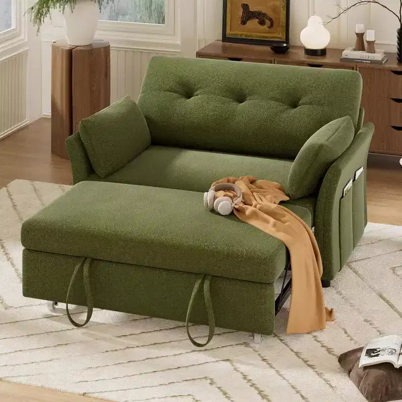 Dyonery 3-in-1-Schlafsofa, ausziehbares Schlafsofa mit Seitentasche und verstellbarer Rückenlehne, werkzeuglose Montage, klappbares Loveseat