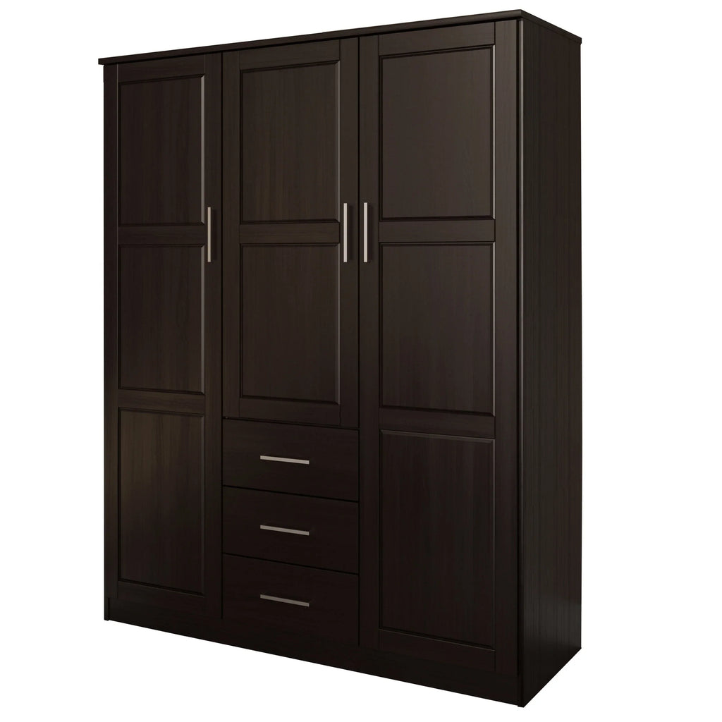 Palace Imports Cosmo kledingkast met 3 deuren, 100% massief hout, met deuren van massief hout of spiegelglas