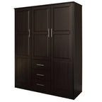 Palace Imports Cosmo kledingkast met 3 deuren, 100% massief hout, met deuren van massief hout of spiegelglas