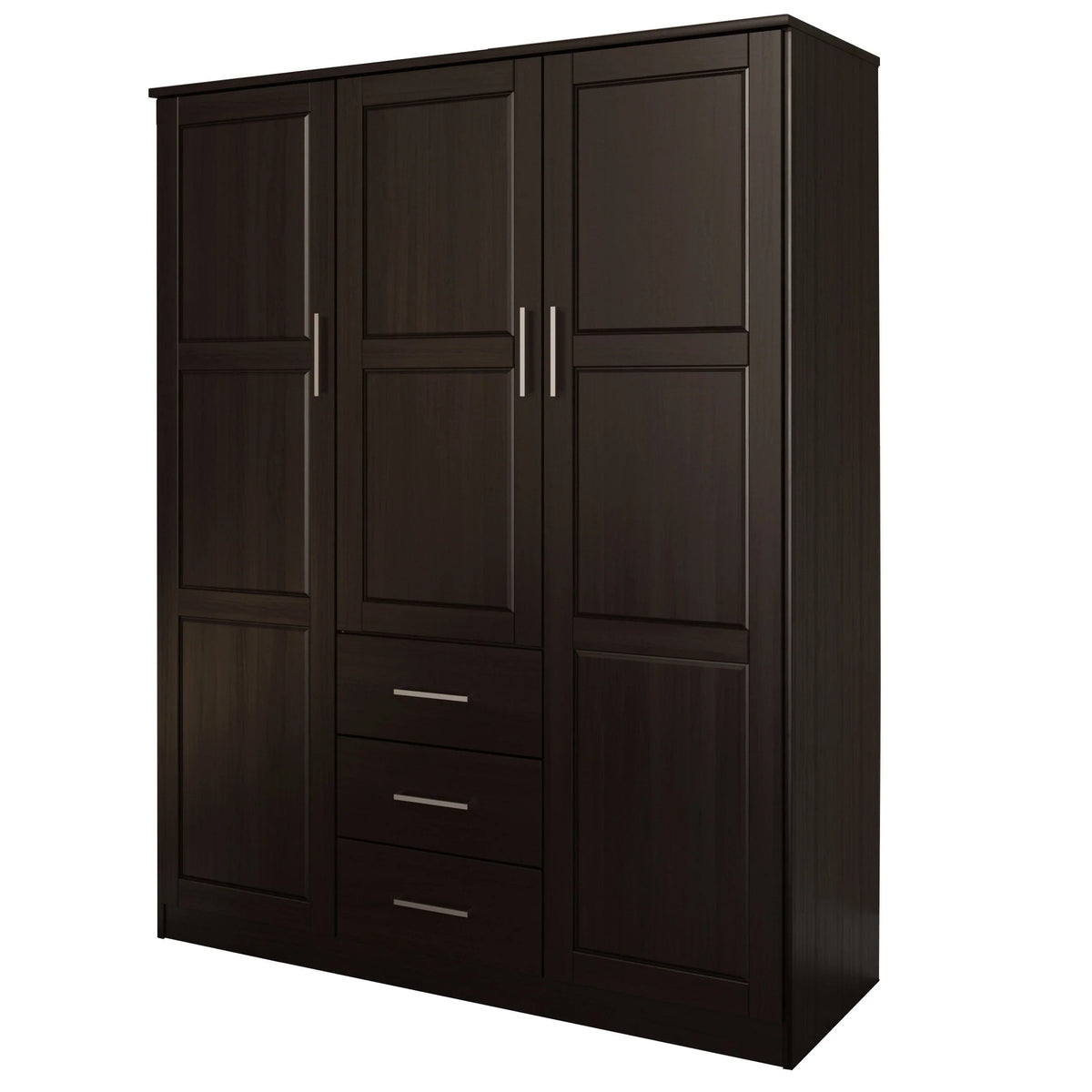 Palace Imports Cosmo kledingkast met 3 deuren, 100% massief hout, met deuren van massief hout of spiegelglas
