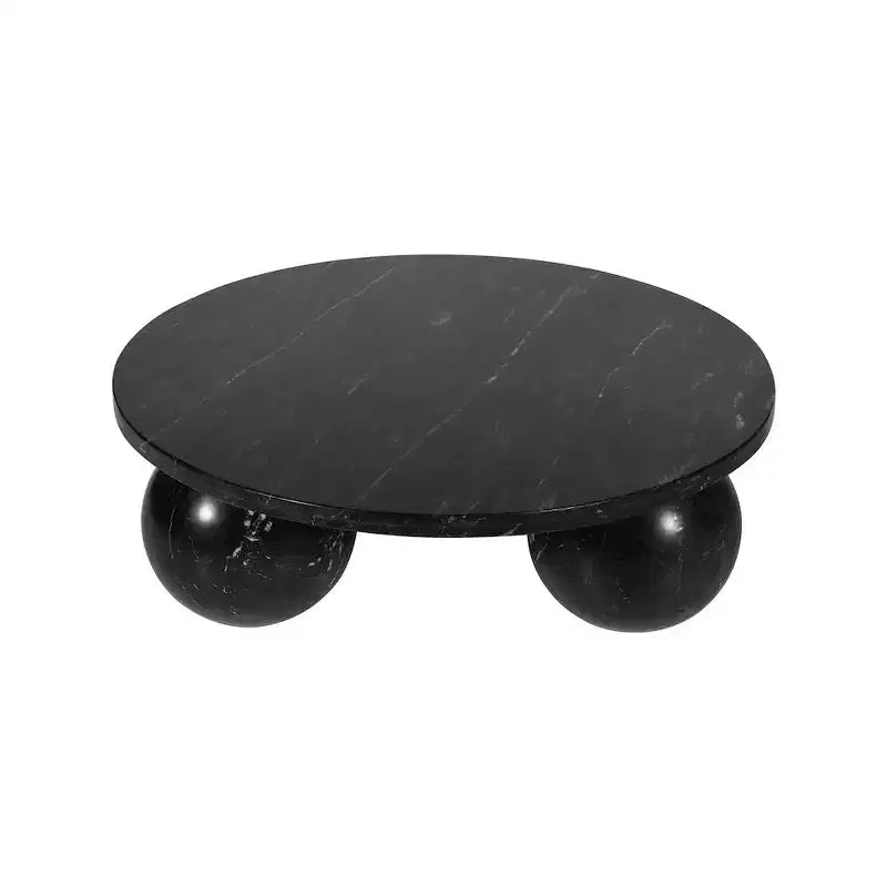 Runder Couchtisch aus Marmor mit Kugelbeinen, mehrfarbig, für 4 Personen??