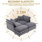 2-seater sofa with 2 cushions, 2 pillows and 2 ottomans, comfortable sofa - Living room deep sofa, modular sofa