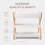 Table à langer Comfy Cubs pour bébé - construction robuste en bois, style intemporel avec deux étagères ouvertes pour les essentiels de bébé