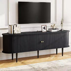 AMERLIFE tv-meubel voor 70-inch tv met poten van massief hout, moderne tv-console in mid-century-stijl met tambourdeur