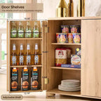 Kitchen Buffet Sideboard Cabinet with 4 Doors and Shelves, Modern Large Sideboard Buffet Storage Cabinet, 66 Coffee Bar Storage Cabinet