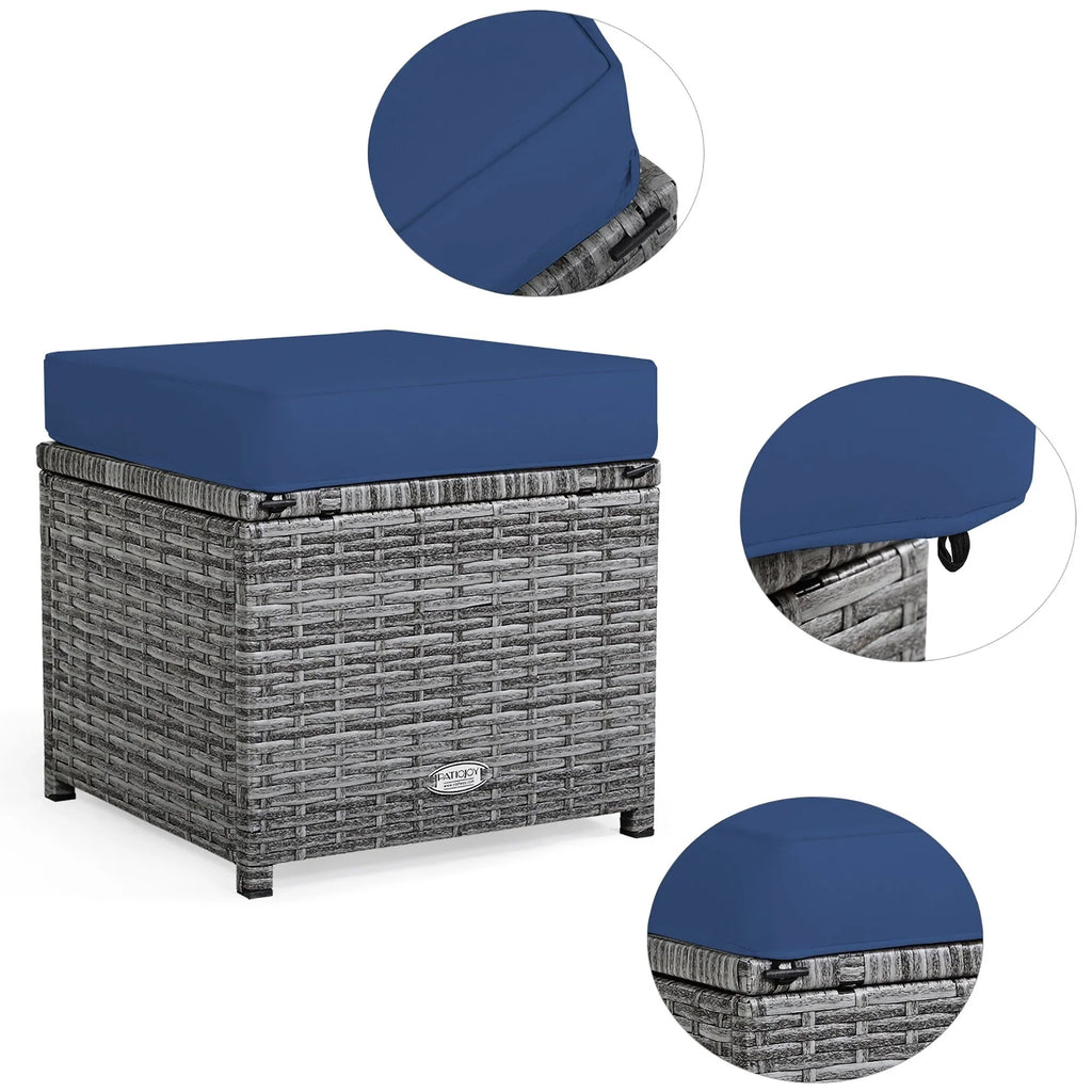 Costway Ensemble repas de jardin en rotin de 7 pièces, canapé d’angle, canapé et pouf — Voir les détails