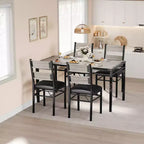 Ensemble de table à manger pour 4 personnes avec 4 chaises rembourrées, ensemble de table de cuisine en bois de 5 pièces avec protection d’angle pour cuisine, appartement ou petit espace