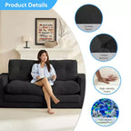 Mjkone 71' 2-in-1 slaapbank, opvouwbare loveseat met geribde stof en knopen, ruimtebesparend