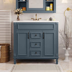Meuble-lavabo moderne de salle de bains de 36 po avec vasque sur plan, armoire à miroir, 2 portes et 2 tiroirs