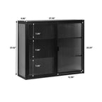Moderner 2-türiger Wandschrank von Okak mit 3-stufigem Stauraum und Glastüren für Eingangsbereich, Esszimmer, Wohnzimmer oder Küche