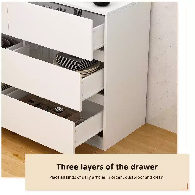 Buffet bahut intelligent pivotant/extensible avec 6 tiroirs, plateau extensible, tapis antidérapant, table à manger pivotante, garde-manger îlot de cuisine