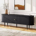 AMERLIFE tv-meubel voor 70-inch tv met poten van massief hout, moderne tv-console in mid-century-stijl met tambourdeur