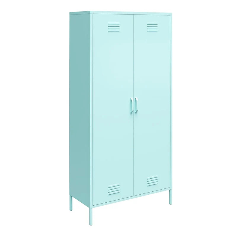 Casier de rangement haut en métal à 2 portes, orange/rose, pour 1 personne