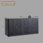 Kitchen Buffet Sideboard Cabinet with 4 Doors and Shelves, Modern Large Sideboard Buffet Storage Cabinet, 66 Coffee Bar Storage Cabinet