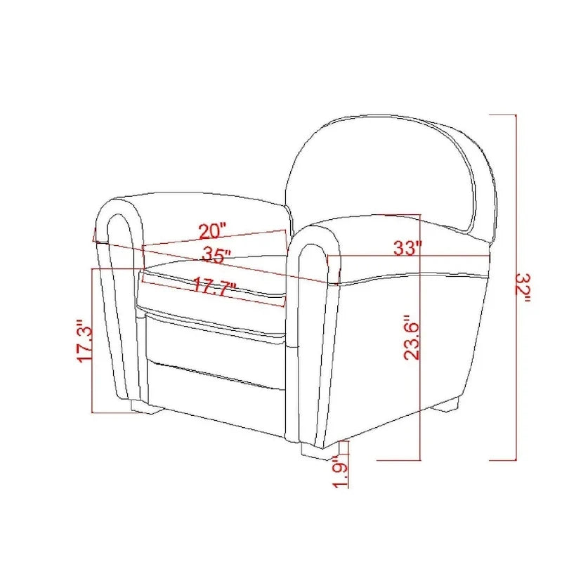 Pasargad Home Paris Clubsessel aus echtem Leder, Braun