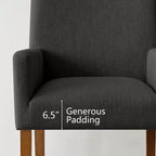 Set van 6 gestoffeerde eetkamerstoelen met armleuningen, moderne linnen fauteuils met houten poten, accentstoelen voor eetkamer en woonkamer - Panipeachy