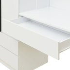 3-in-1 Wardrobe Closet with Vanity Desk, Desk Set, Bedroom Armoire with 2 Drawers 3-Door Storage Desk Wardrobe
