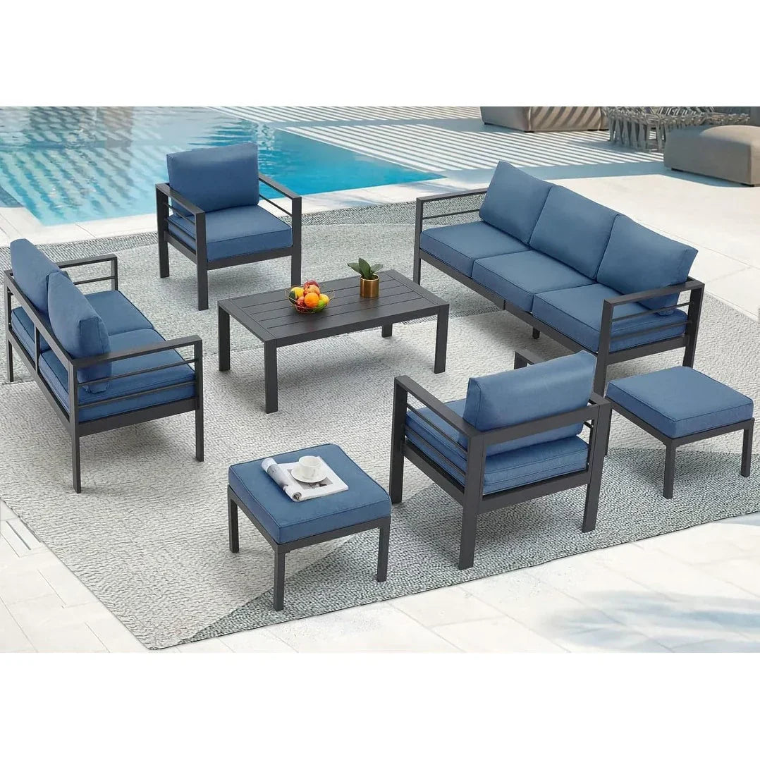 AECOJOY 7-teiliges Aluminiummöbel-Set für die Terrasse, Outdoor-Sitzgruppe