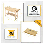 Olympia Tools 60 Zoll Werkbank aus Gummibaumholz mit 4 Schubladen, Tragfähigkeit 450 lb