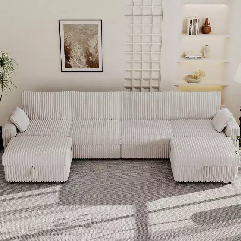 Canapé sectionnel modulaire en velours côtelé Dyonery avec housses lavables