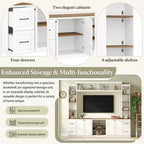 ModernLuxe 4-in-1 Farmhouse Entertainment Center Wall Unit, Fits TVs Up to 70, TV Stand Media Console w/ Adjustable Shelves & Drawers