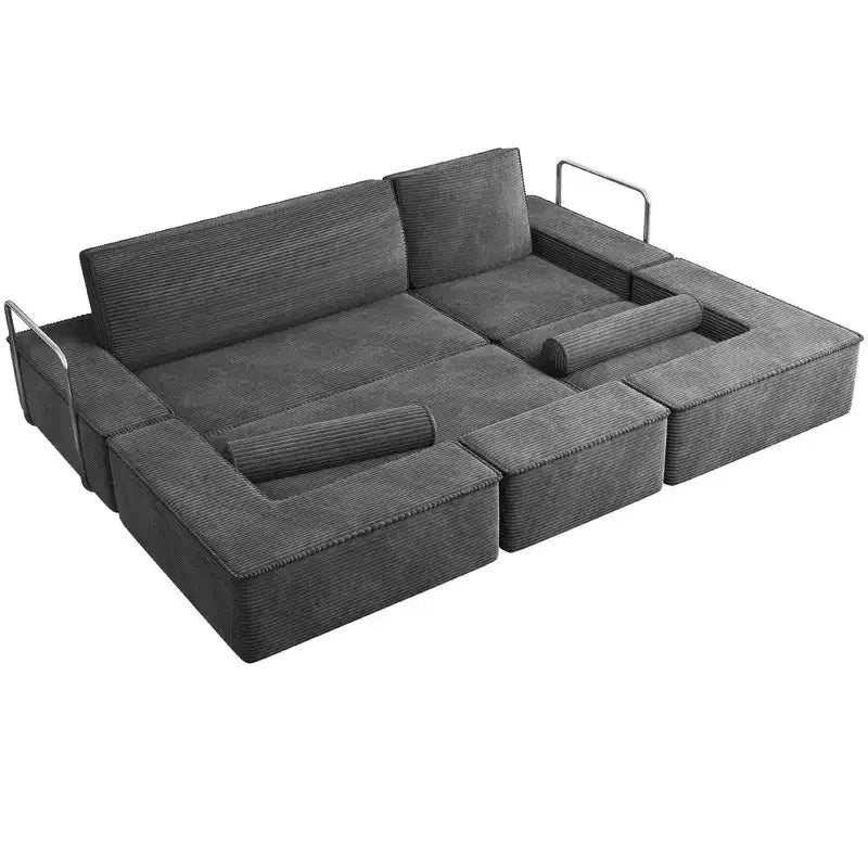 Canapé modulable Cloud convertible, confortable, en velours côtelé, avec assise profonde et coussins hauts, montage facile