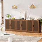 3-teiliges Sideboard-Set mit Rattantüren und verstellbaren Einlegeböden – 93L x 31H