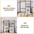 Over-the-Washer Shelf, 5-Tier Dryer Storage Shelf with Adjustable Height, Bathroom Shelf, Space-Saving Storage for Bathroom, Laundry Room