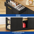 Îlot de cuisine roulant Moasis de 53 pouces, meuble de rangement, chariot de cuisine portable et mobile