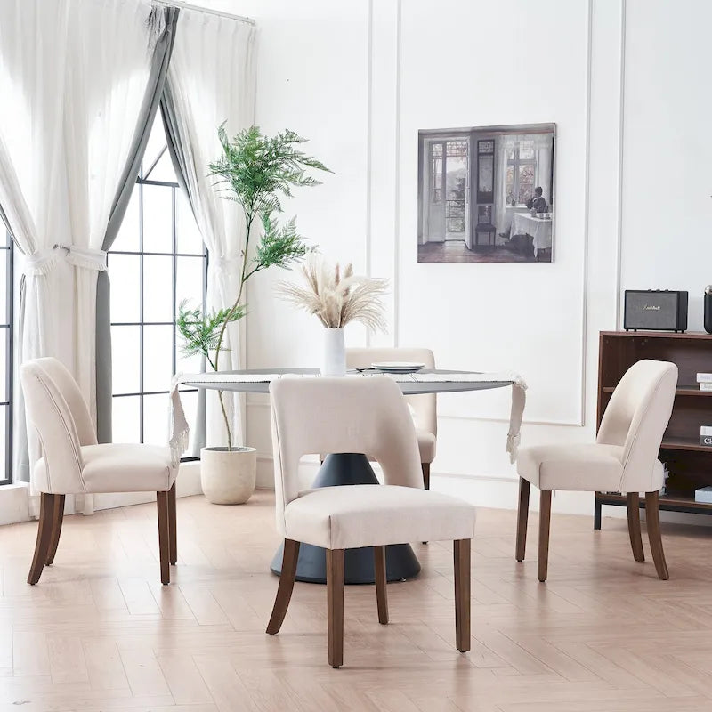 Ensemble de 4 chaises de salle à manger rembourrées en tissu
