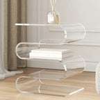 Contemporary Acrylic S-Shaped Side Table with Storage