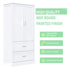 Armoire haute de rangement pour salle de bains, avec deux portes et tiroirs, étagère réglable, panneau MDF